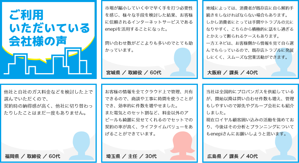 ご利用いただいている 会社様の声